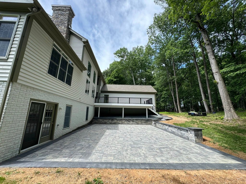 Large Patio with Retaining Wall