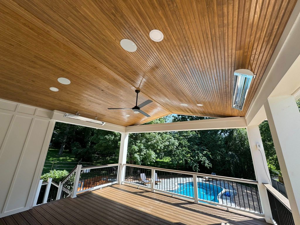 Covered Porch with Pool View