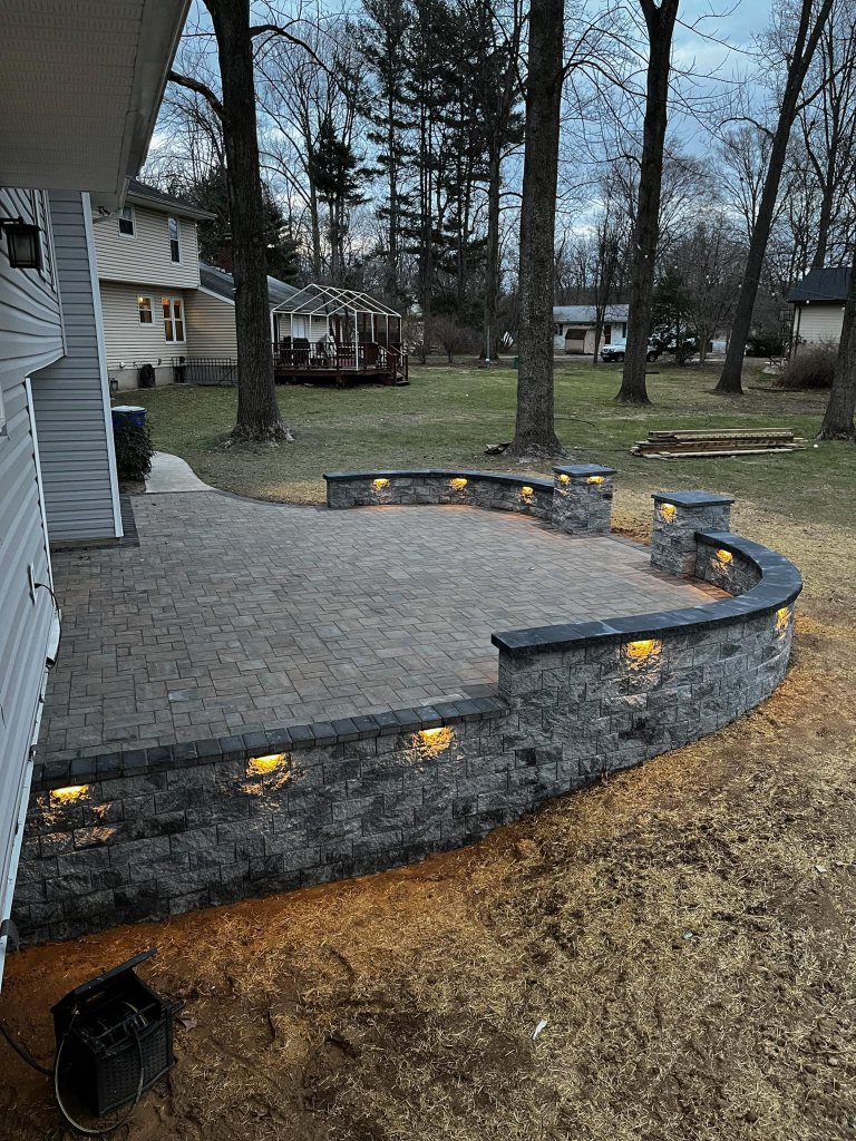 Raised Patio with Retaining Wall