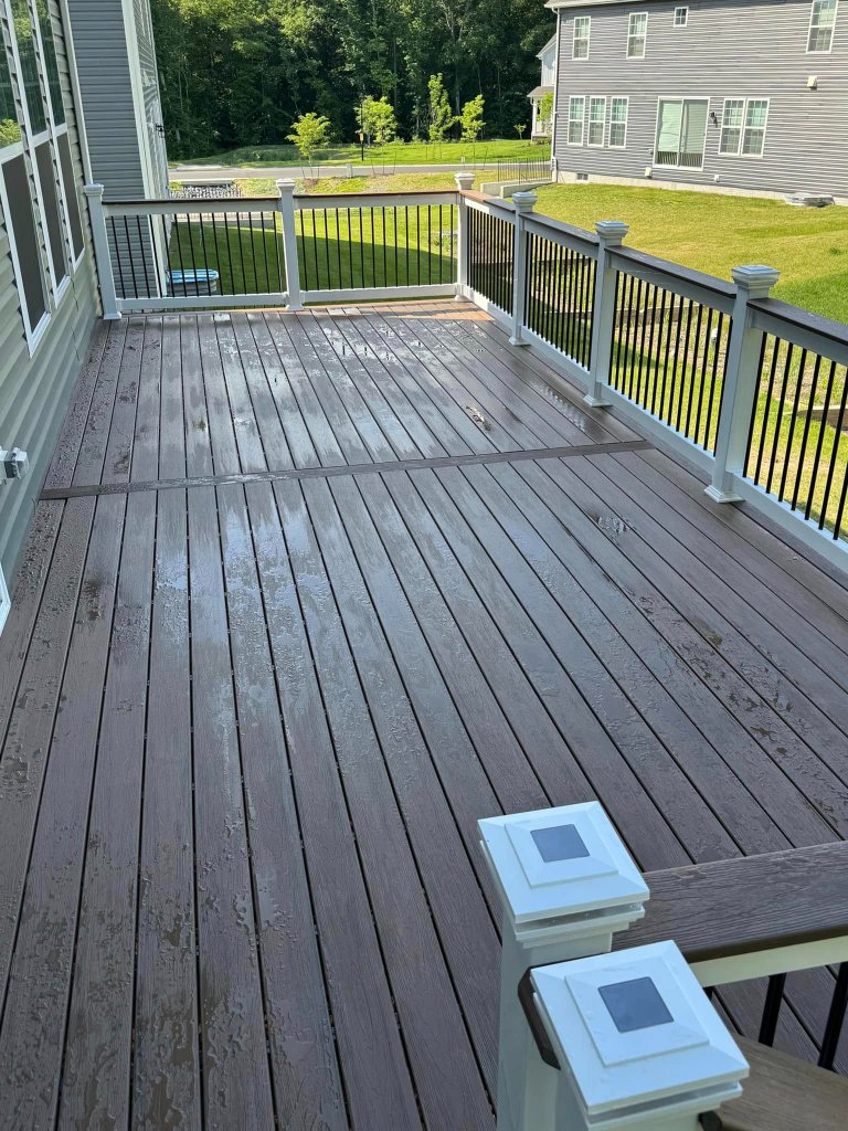 Composite Deck with White Posts