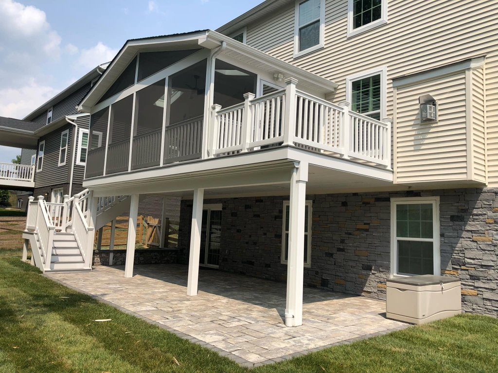 Elevated Porch with Patio Below