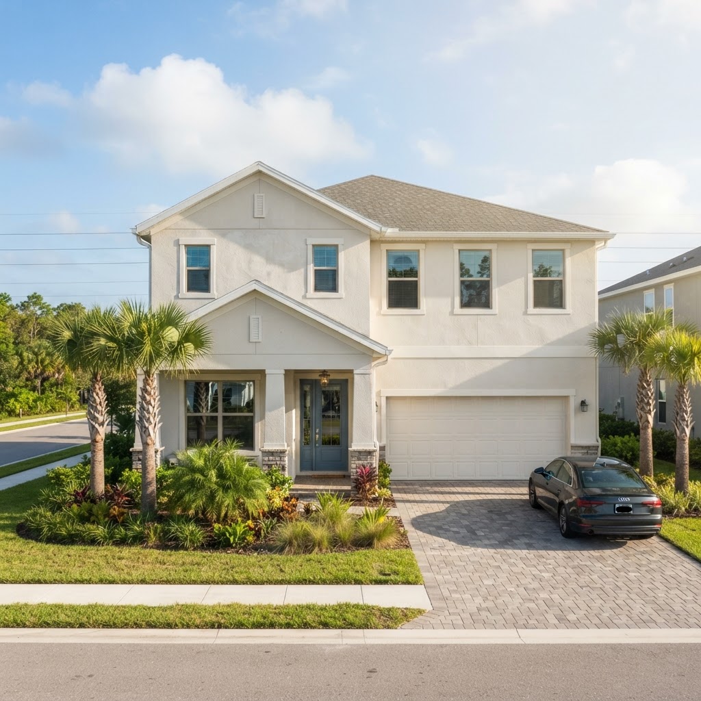 Freshly painted stucco home in Babcock Ranch, Florida
