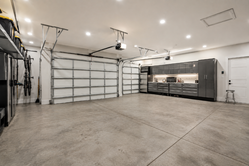 Garage epoxy floor before and after transformation