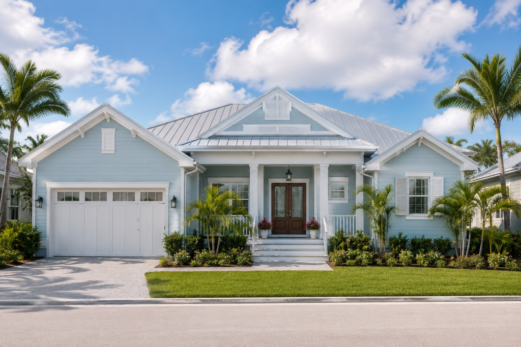 Exterior house painting transformation showing dramatic before and after results