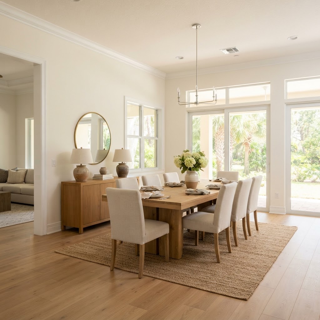 Professional interior painting in the dining room of a Bonita Bay home