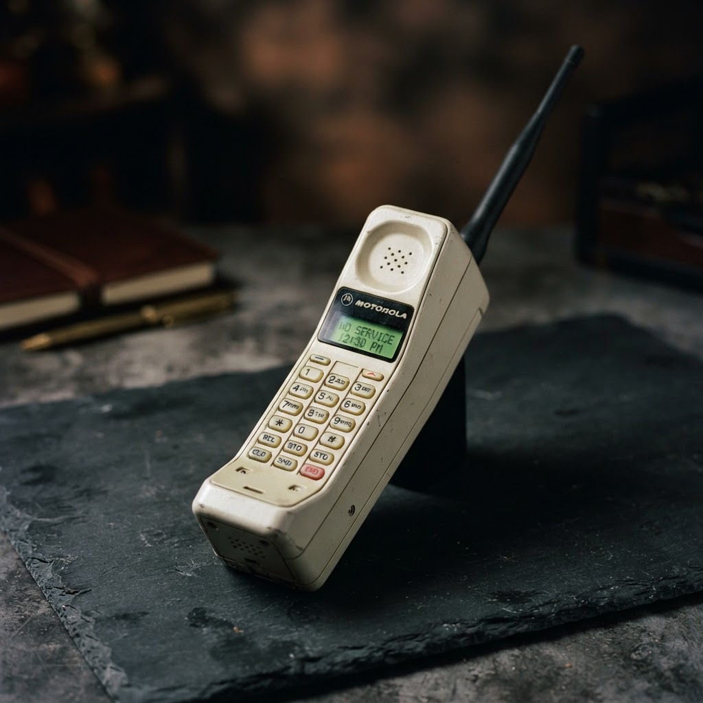 The Motorola DynaTAC, the original brick cell phone of the 1980s