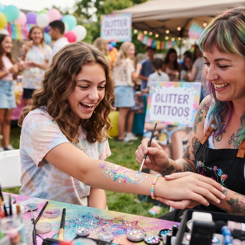 Glitter tattoos & gems