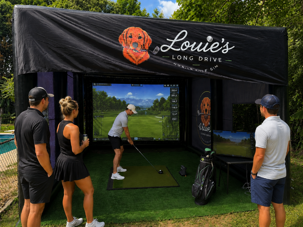 Mobile golf simulator at a premium event