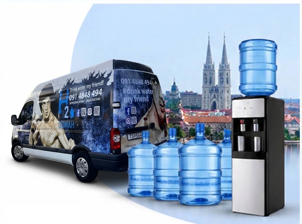 H2ODMAH dostava vode kombi sa zagrebačkom katedralom