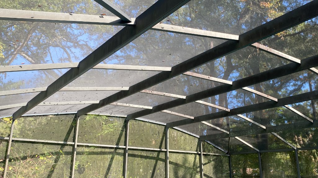 Screen Repair Quotes — Pool screen mesh repair in roof