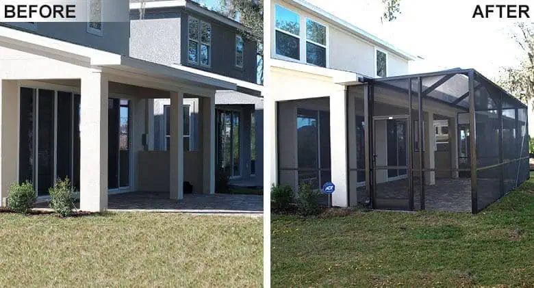 Screen Repair Quotes — Screen enclosure before and after