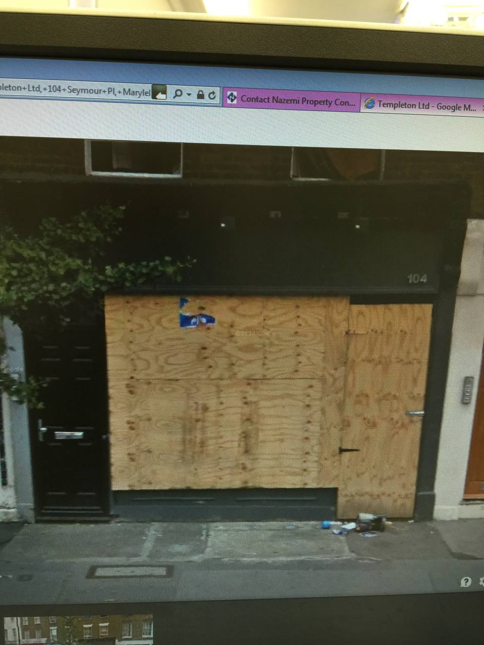 104 Seymour Place boarded up, before fit-out
