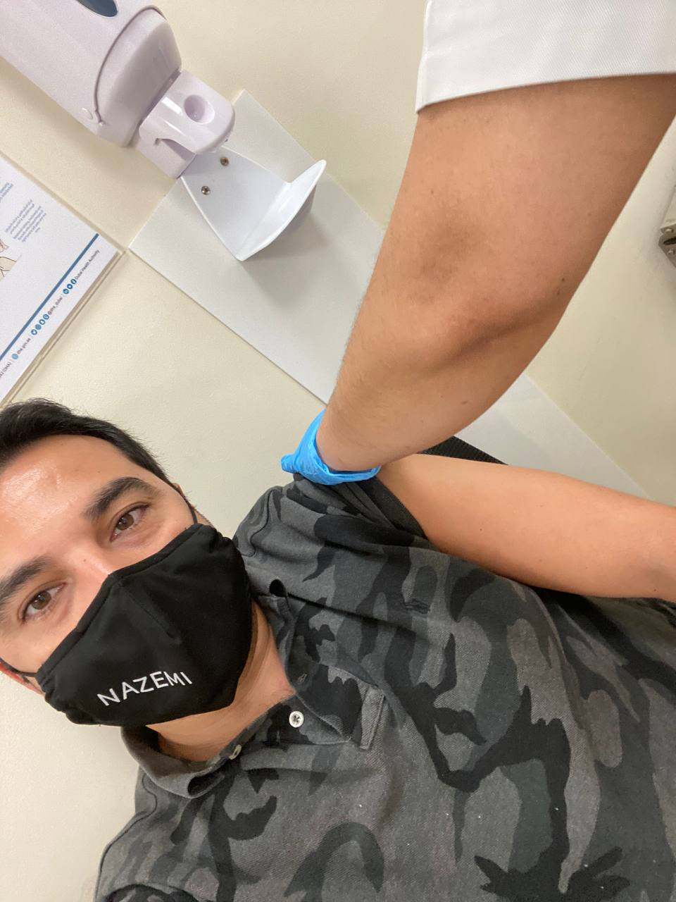 Saied Nazemi — branded Nazemi face mask, Covid vaccine 2020