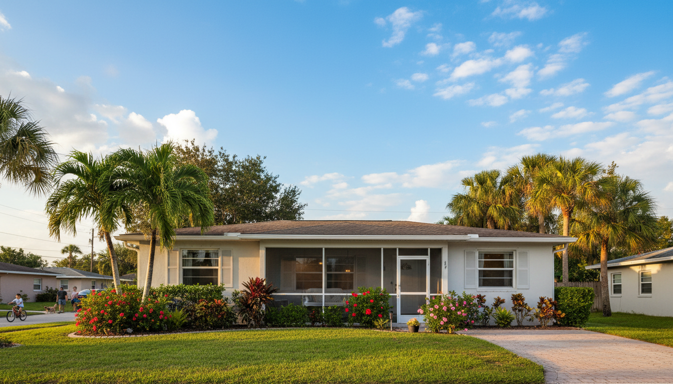 Florida home with new window screens installed