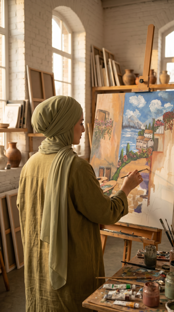 Hind Najim in her studio