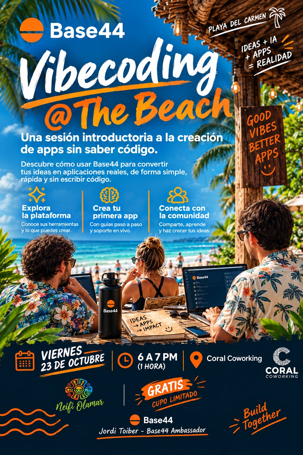 Vibecoding @ the Beach · Coral Coworking · Viernes 23 de octubre