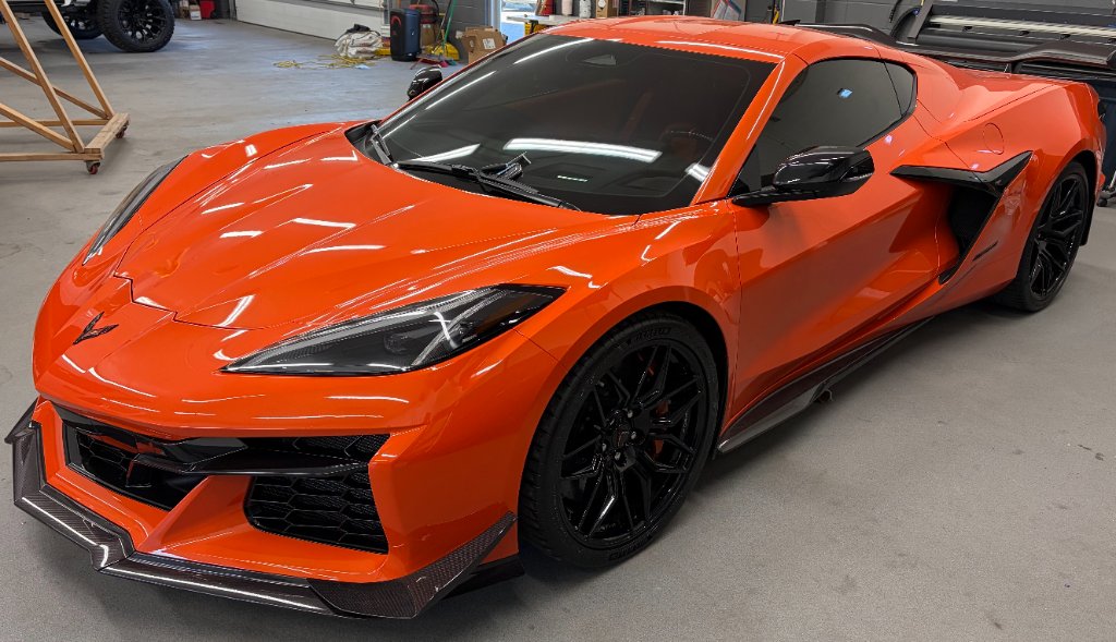 Orange Corvette driver passenger (DP) & windshield tint