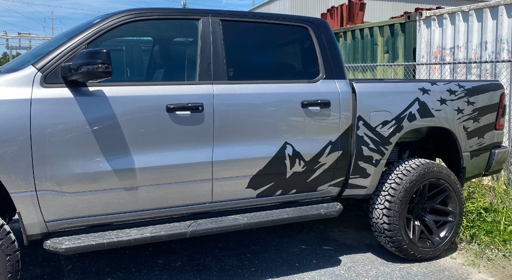 Truck bed vinyl wrap