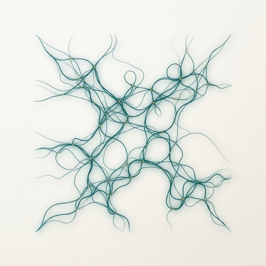Abstract network of interconnected lines and nodes