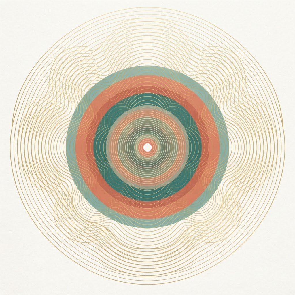 Abstract concentric resonance patterns and radiating waves