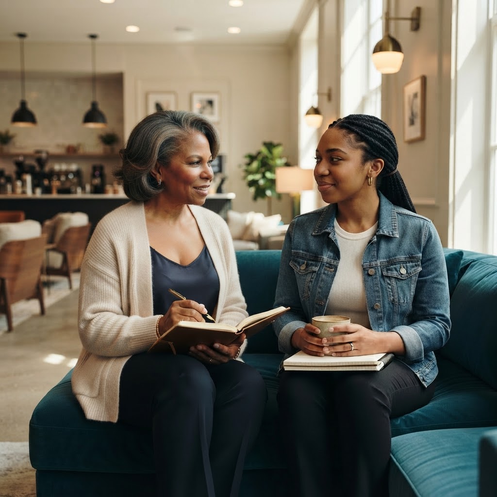 Mentorship Moment — Industrious Carmel co-working lounge