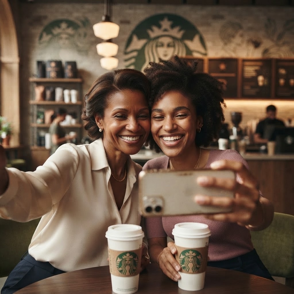 Mentorship Moment — Starbucks selfie