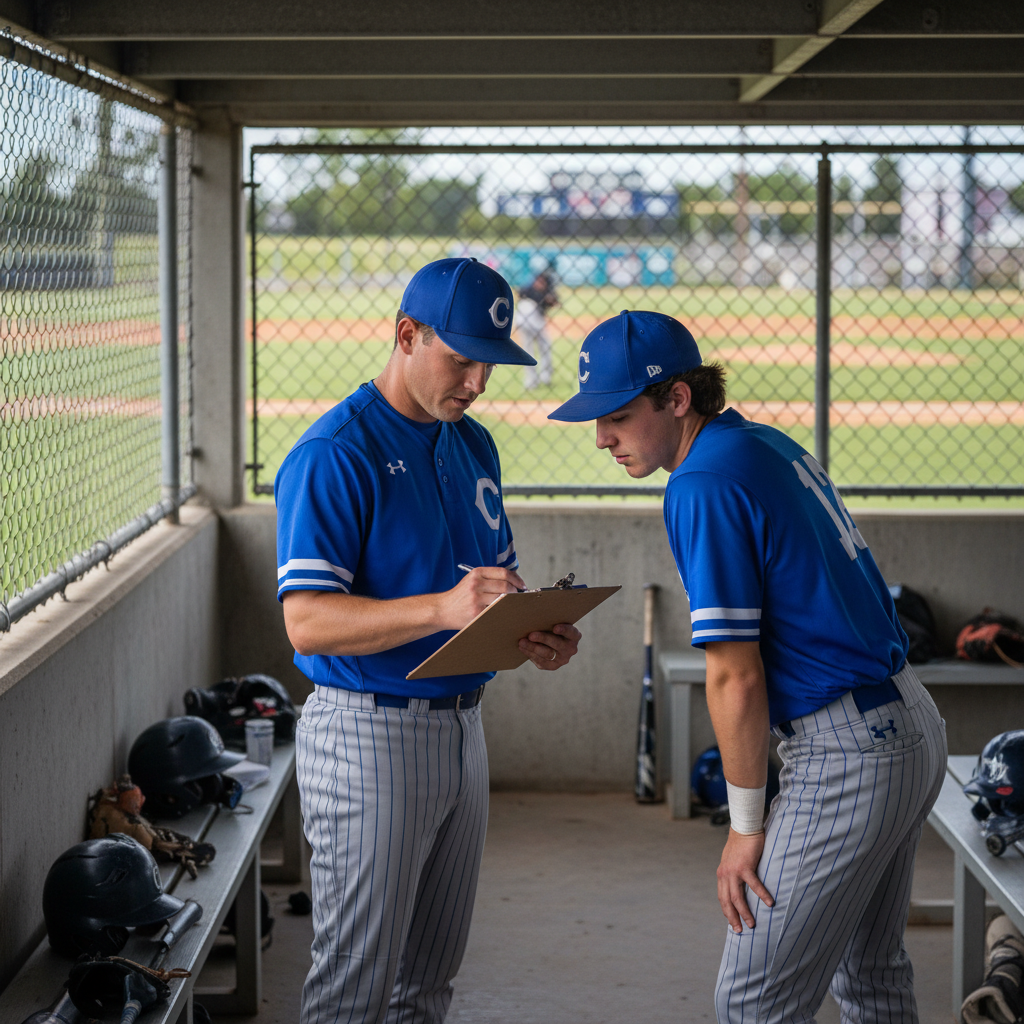 U.S. college coaches discussing strategy during a game