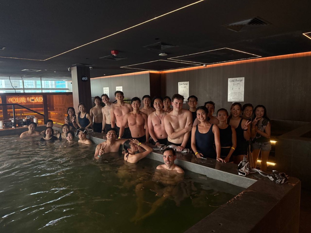 Le-Munity members participating in an ice bath wellness session