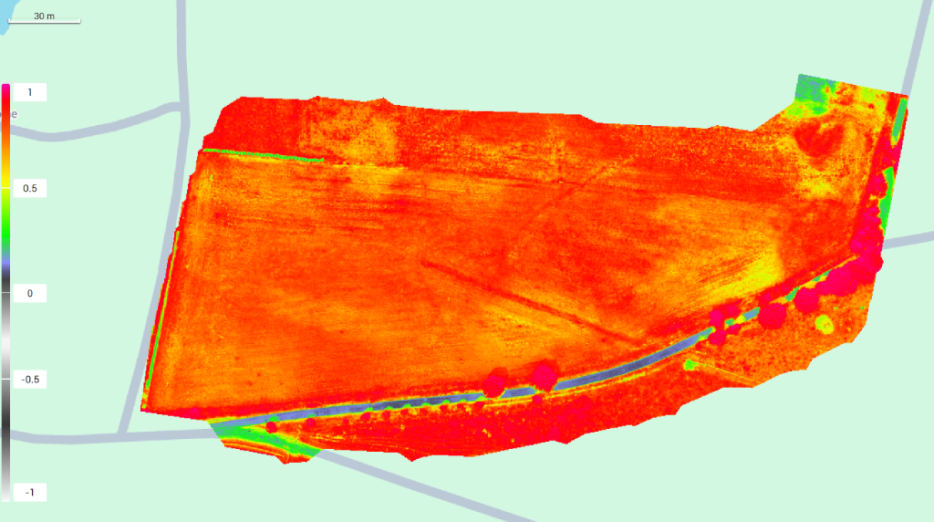 Mapa NDVI — pole 3ha