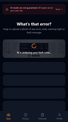 Fix My Beep app - error code screen