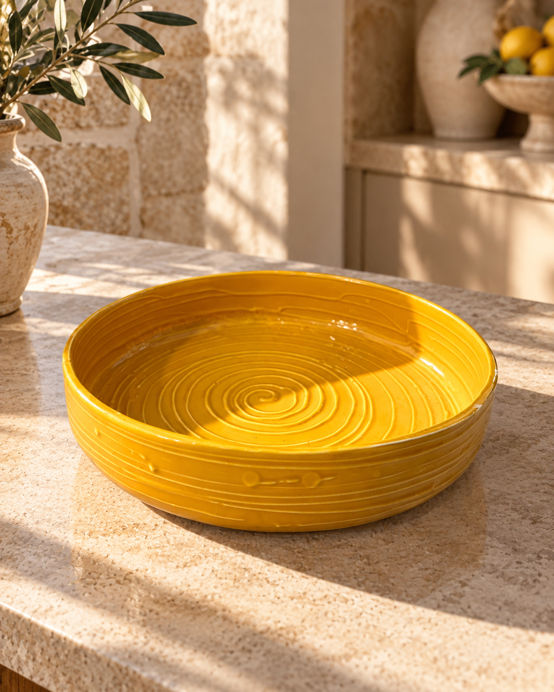 Piatto portafrutta giallo