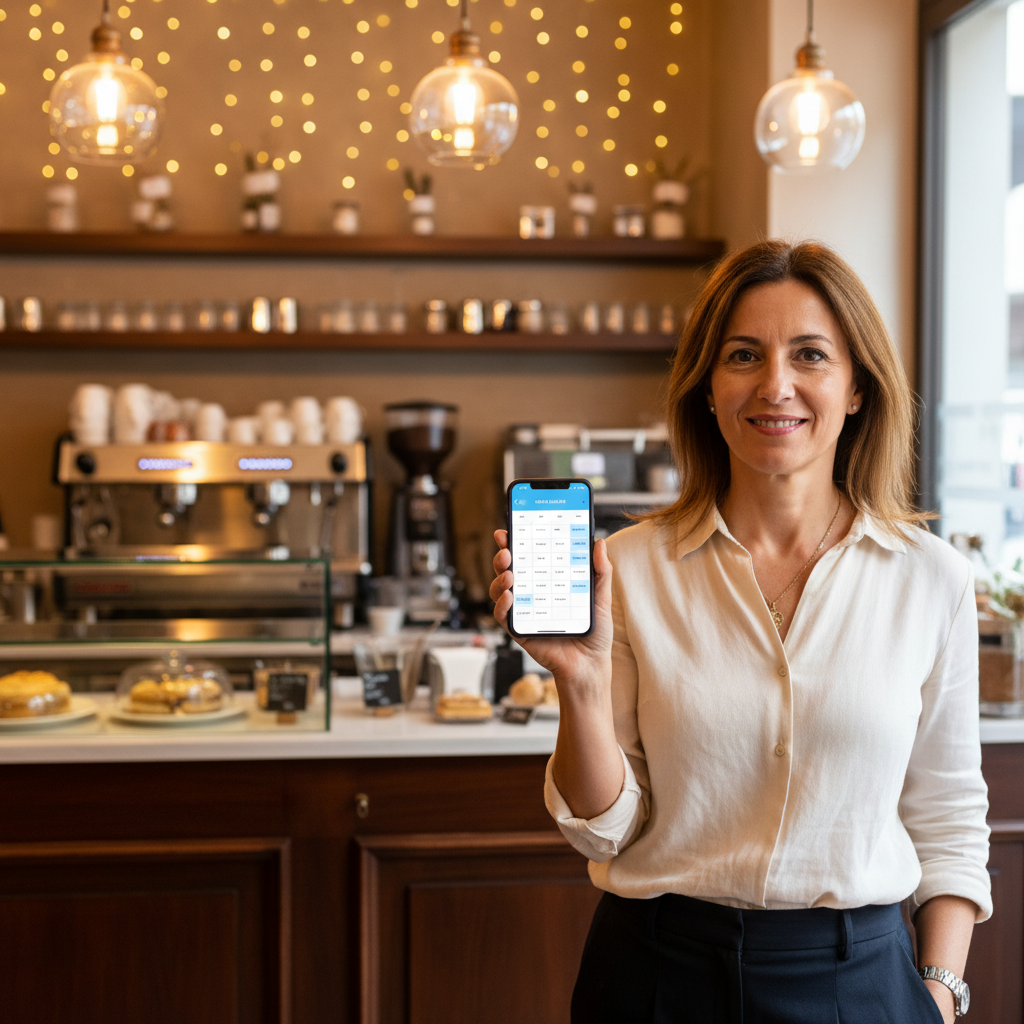 Imprenditrice italiana usa TurniFast sul telefono