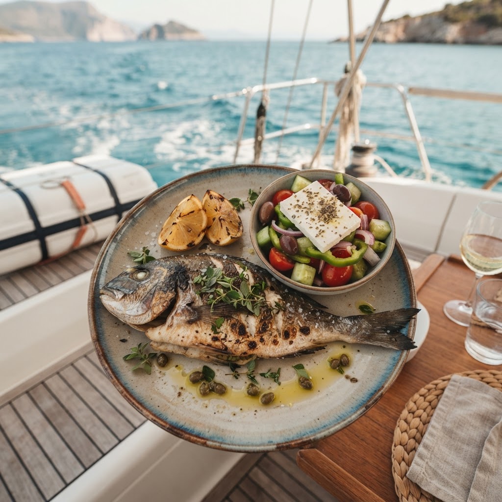 Frische mediterrane Küche an Bord