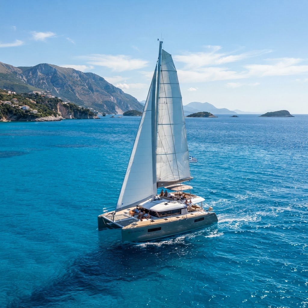Segelyacht auf dem ionischen Meer bei Lefkada