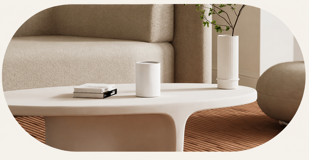 Modern home with mesh Wi-Fi router