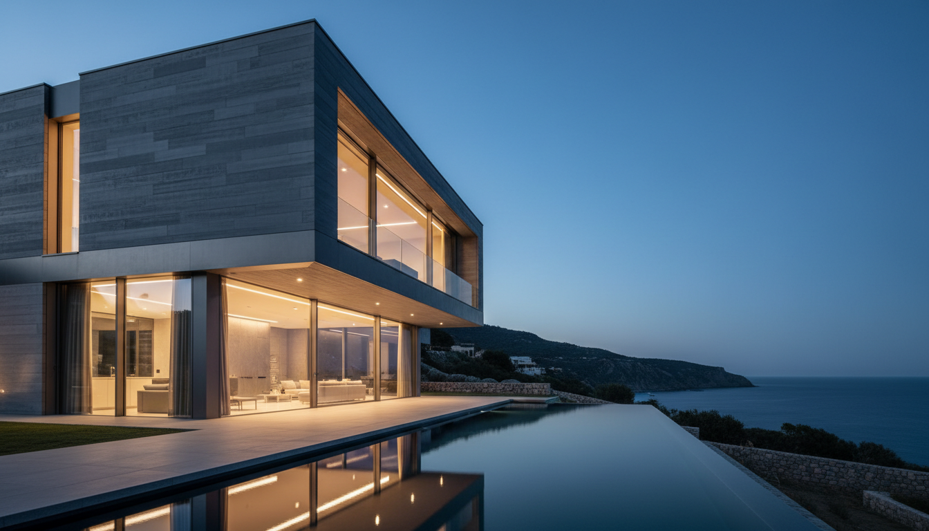 Luxury property at twilight