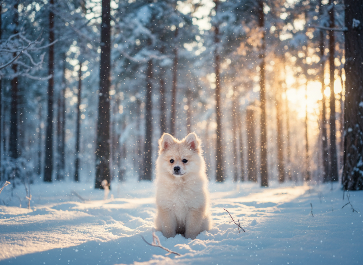 Puppy running in forest