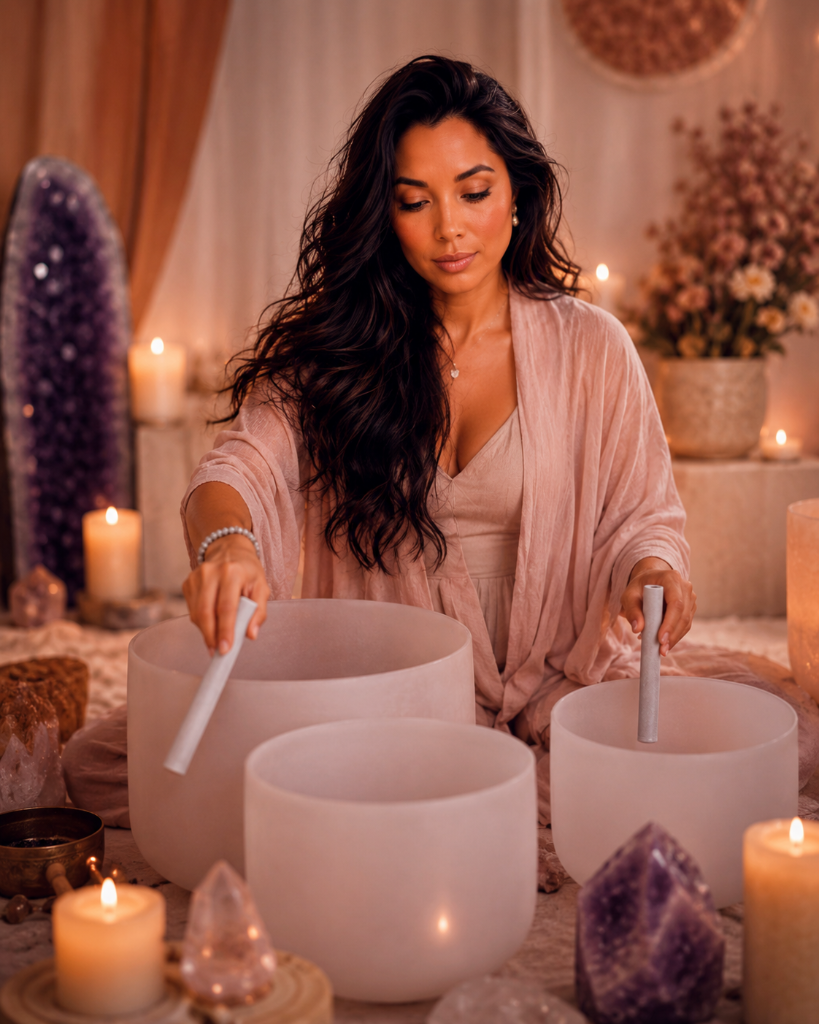 Sound healing with crystal singing bowls