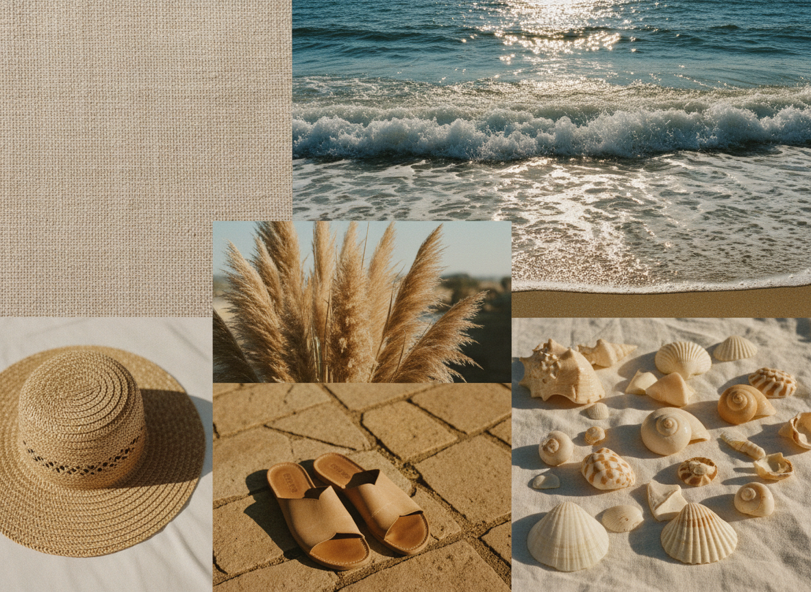 Coastal elegance fashion moodboard