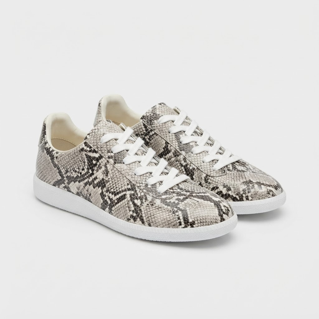 Snakeskin Print Sneaker (Grey/White)