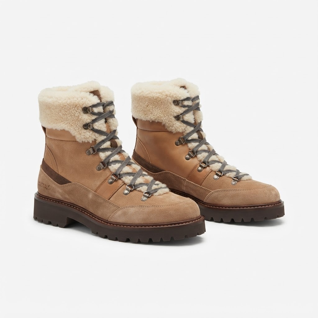 Brunello Cucinelli Shearling Hiking Boot (Tan)