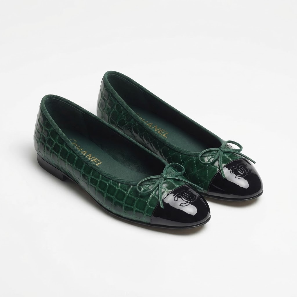 Chanel Quilted Ballet Flat (Forest Green)