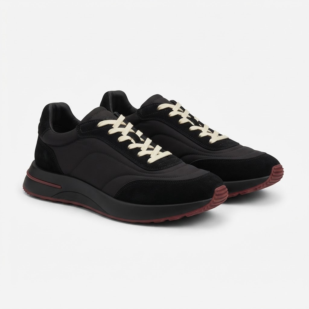 Loro Piana Week End Walk Evo Wind Sneaker (Black Suede)