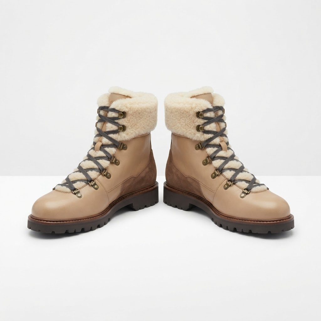 Brunello Cucinelli Shearling Hiking Boot (Beige)