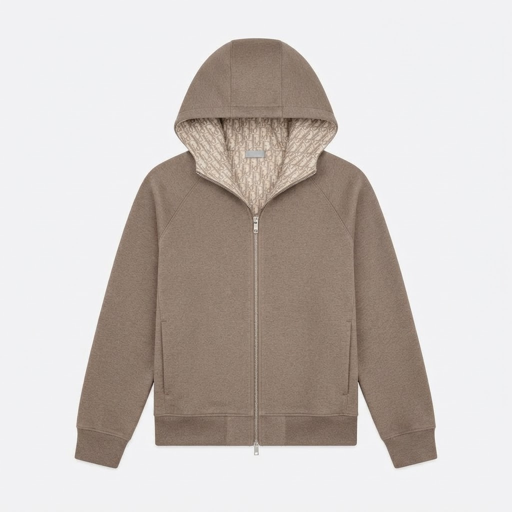 Dior Oblique Zip Hoodie (Taupe)