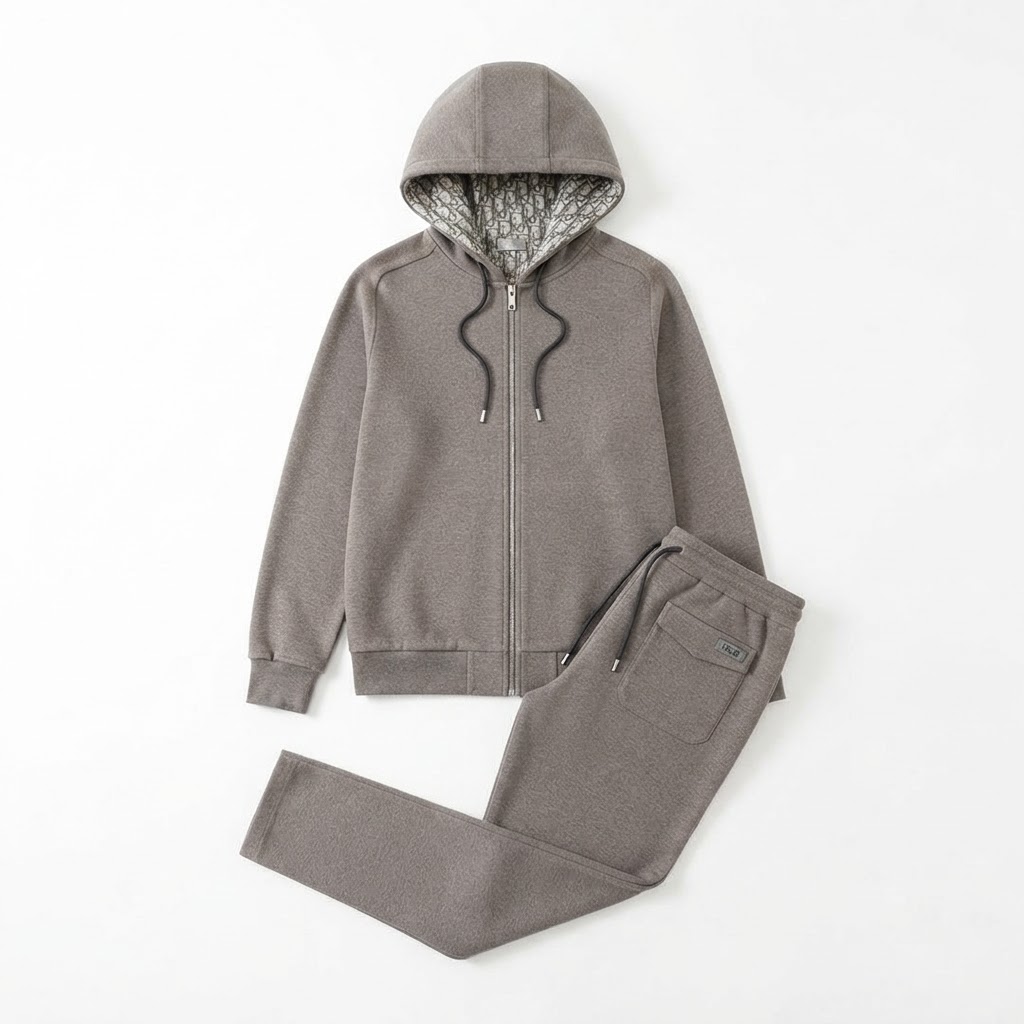Dior Zip Hoodie & Sweatpants Set (Grey)