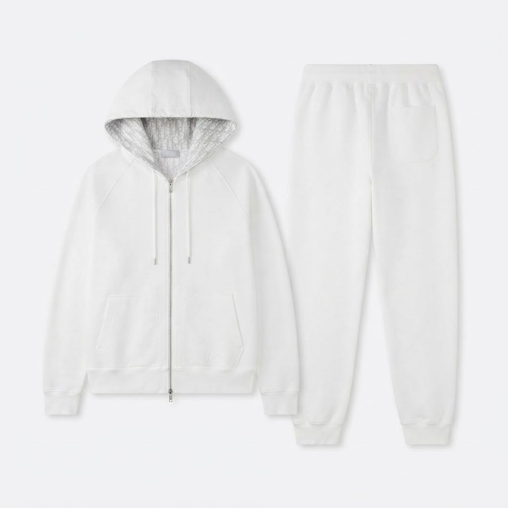 Dior Zip Hoodie & Sweatpants Set (White)