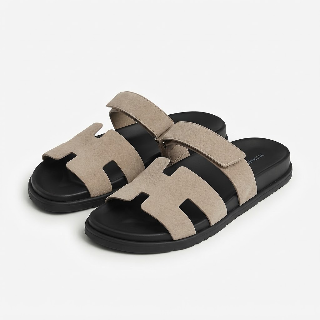 Hermès Chypre Sandal (Beige/Black)