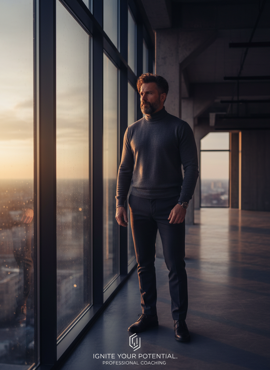Man looking toward the horizon with purpose and clarity