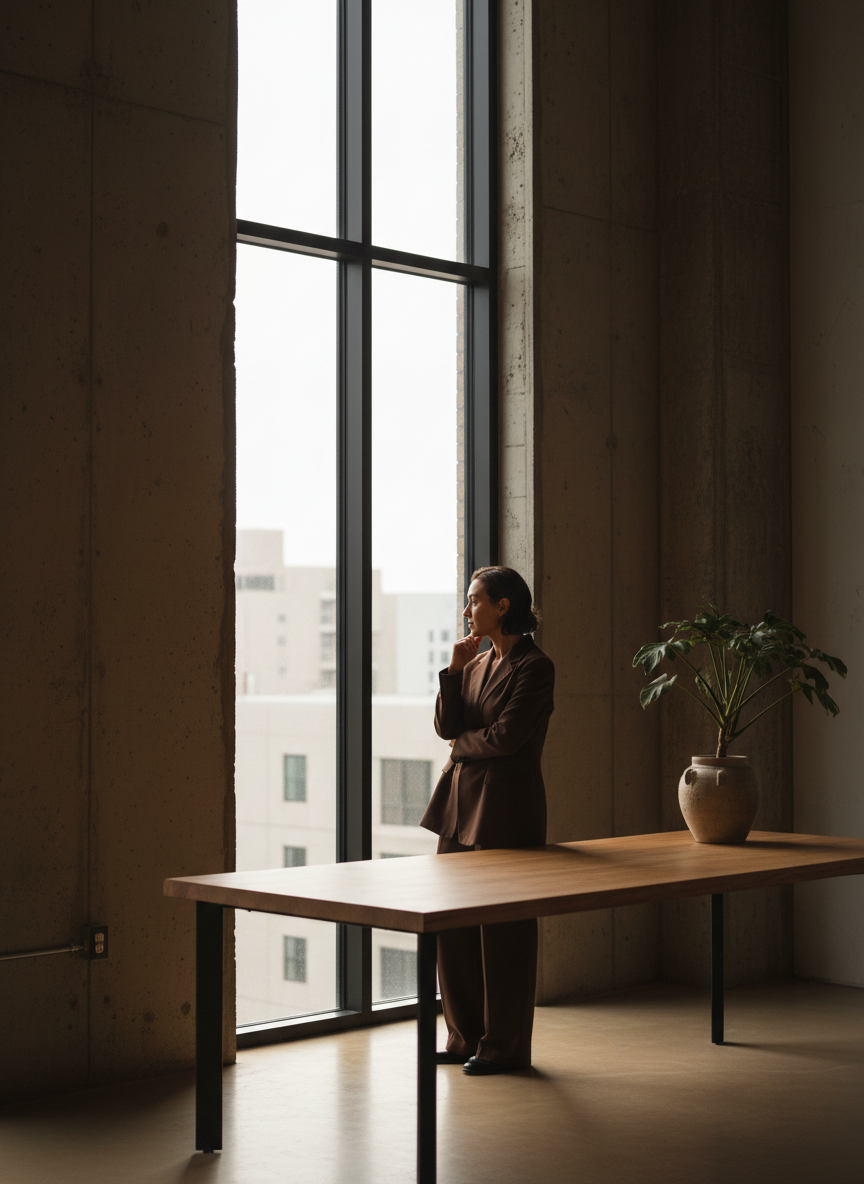 Creative professional in minimalist studio